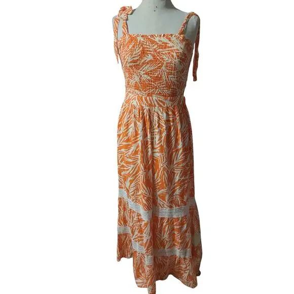 Sincerly Jules | Dresses | Large Sincerely Jules Orange Smocked Top Womens  Maxi Dress 22a